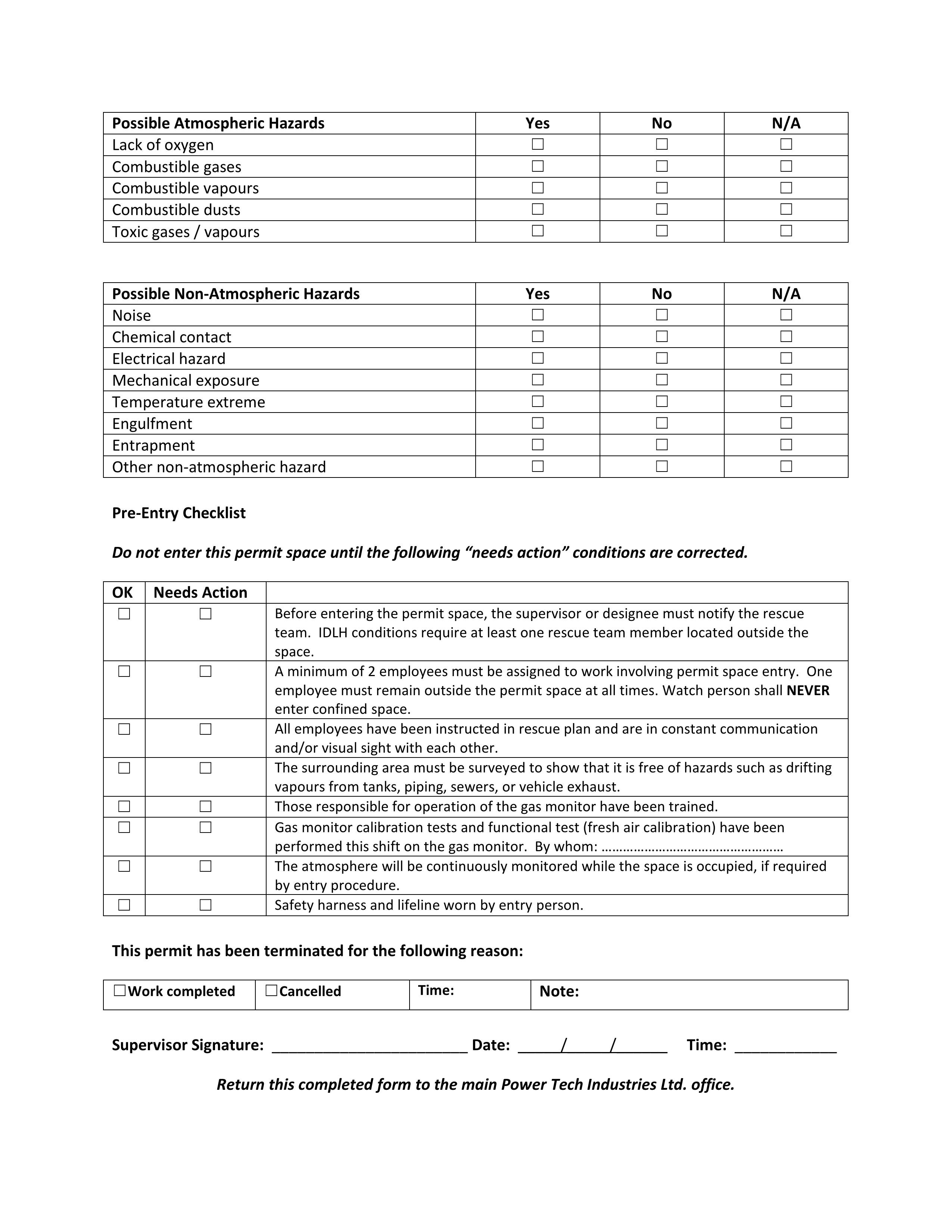 Forms > Confined Space Entry